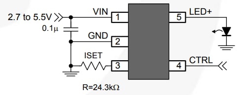 Application Circuit Diagram - onsemi / Fairchild FAN5646 Programmable Indicator Soft LED Blinker